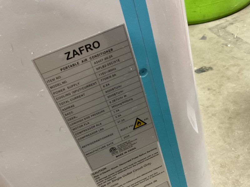 Photo 1 of **Parts Only** ZAFRO 8,000 BTU Portable Air Conditioners, 4 Modes Portable AC Unit with Fast Cooling/Energy Efficient/Remote/24Hrs Timer for Bedroom/Dorms/Indoor Rooms, White