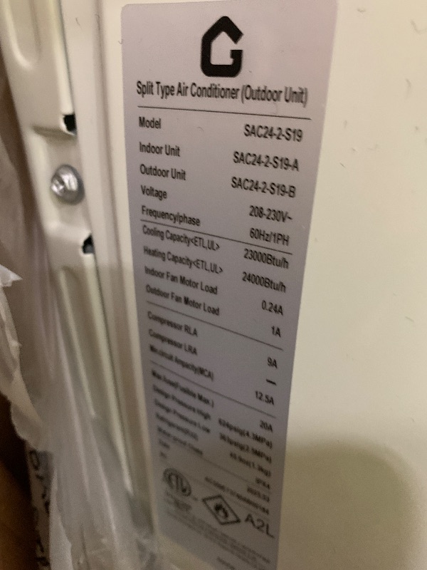 Photo 1 of *************THIS IS ONLY THE OUTDOOR UNIT************
24000 BTU Mini Split Air Conditioner, 19 SEER2 208-230V Split Unit Ac and Heat Cool Up to 1500 Sq.Ft, Ductless Air Conditioner w/Complete Installation Kit,Remote,Wifi Control,Low Noise