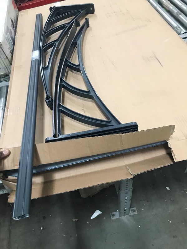 Photo 1 of (FOR PARTS, LOOSE PARTS* ) Palram - Canopia Neo 1350-4' x 3' Window & Door Awning for Door Entrance, High-End Polycarbonate Patio Canopy with Clear Panels, UV Protection, Modern Gray Metal Frame, Weather Resistant Overhang