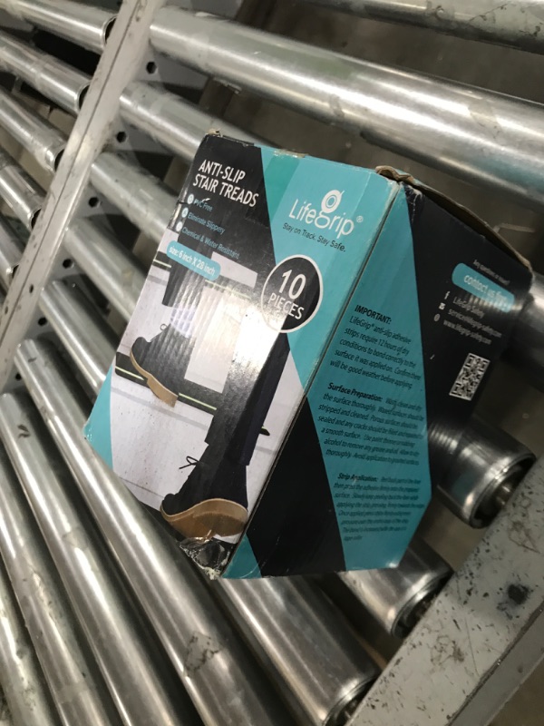 Photo 1 of LifeGrip Anti Slip Traction Treads (10-Pack), 6" X 28", Yellow and Black, Best Grip Tape Grit Non Slip, Outdoor Non Skid Tape, High Traction Friction Abrasive Adhesive for Stairs Step