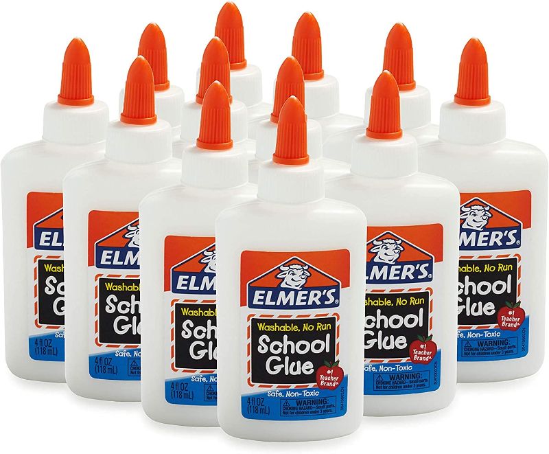 Photo 1 of Elmers Liquid School Glue, Slime Glue & Craft Glue | Washable, Safe, Washable and Non-Toxic - Ideal for Children 4 Ounces Each, 16 Count, Great for Making Slime
