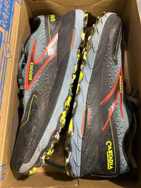 Photo 1 of Brooks Men’s Cascadia 18 Mountain Trail Running Shoe - Citadel/Ebony/Lime - 11 Medium