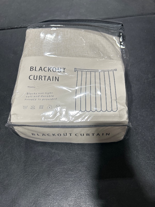 Photo 1 of 100% Blackout Shield Linen Blackout Curtains for Bedroom 84 Inches Long, Back Tab/Rod Pocket Living Room Drapes, Thermal Insulated Blackout Curtains 2 Panels Set, 50" W x 84" L, Cream