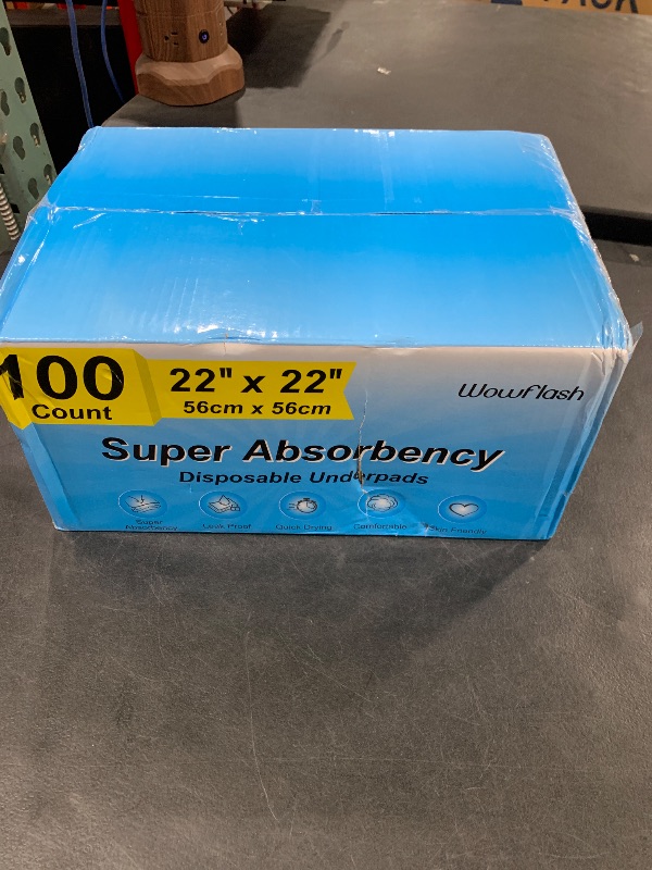 Photo 1 of 100 Count 22” x 22” Super Absorbency Disposable Underpads, Leakproof Quick Drying Disposable Pads for Baby, Puppy and Adults, Puppy Pads, Cat Pee Pads for Dogs, Potty Puppy Training Pads