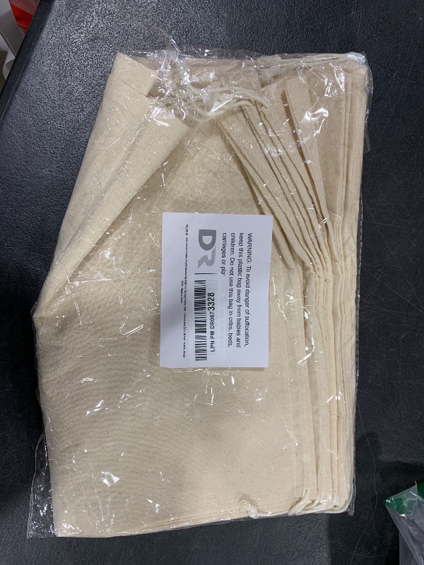 Photo 1 of 100 Percent Cotton Muslin Drawstring Bags For Shoes Storage Pantry Gifts (12 x 16 inch - 6 pack, Beige)