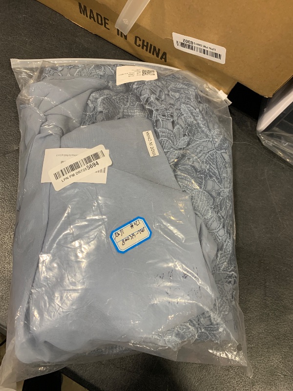 Photo 1 of SIZE 16. IGQ Dusty Blue Lace Mother of The Bride Dresses with Jacket 2 Piece Ruffle Chiffon Mother of The Groom Dress for Wedding Size 16