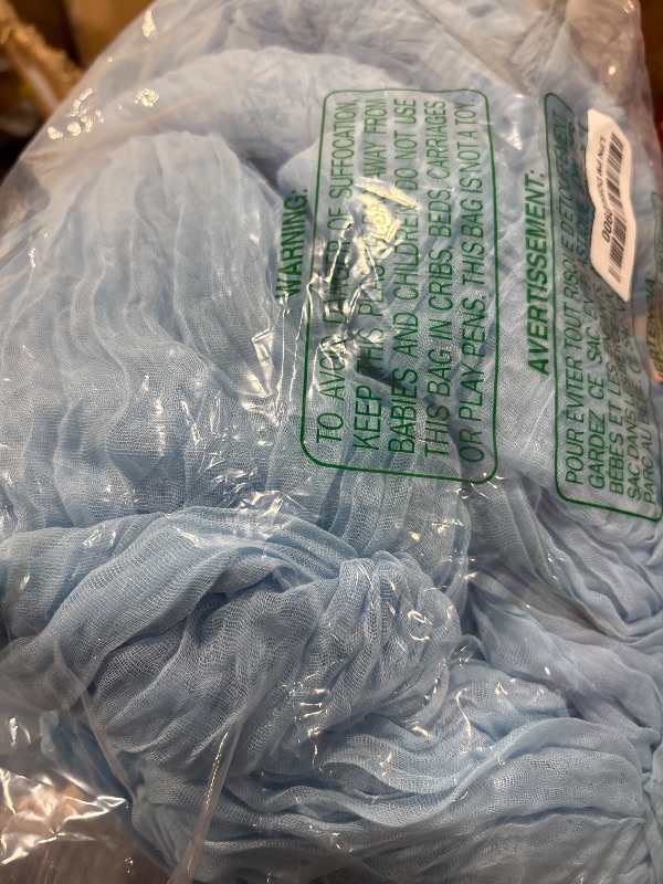Photo 1 of 6 Pack Baby Blue Easter Table Runner 10ft Boho Gauze Fabric Cheesecloth Table Runner 35 x 120 Inch Rustic Sheer Runner for Romantic Wedding Decor Baby Shower Party Table Decorations