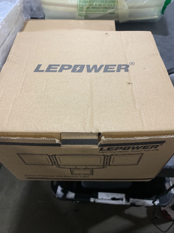 Photo 1 of LEPOWER Battery Powered LED Flood Light Outdoor,1500LM Motion Sensor Security Lights, IP65 Waterproof,Wireless Flood Light Battery Operated,3 Head Motion Detector Light for Garage,Yard,Porch(Black)