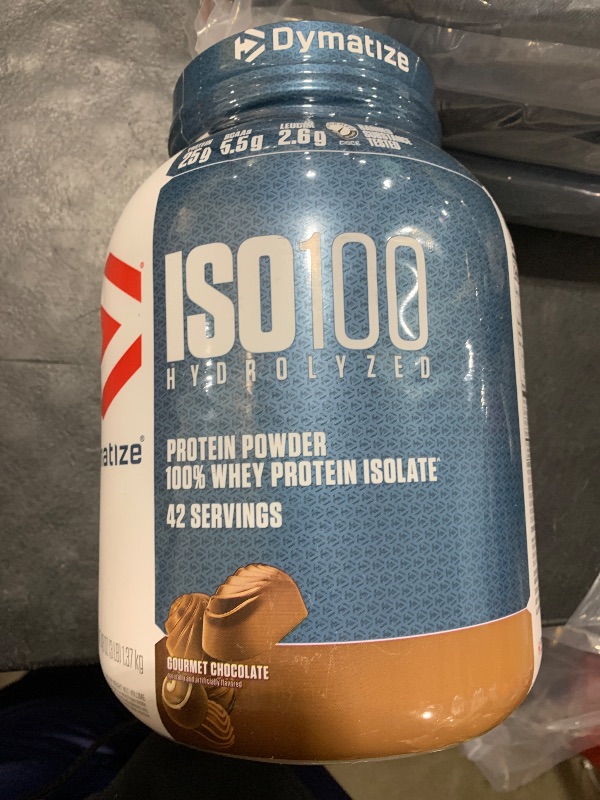 View 2 of Dymatize ISO100 Hydrolyzed, 100% Whey Protein Isolate, Gourmet Chocolate, 3 lb (1.37 kg) EXP: 07/26