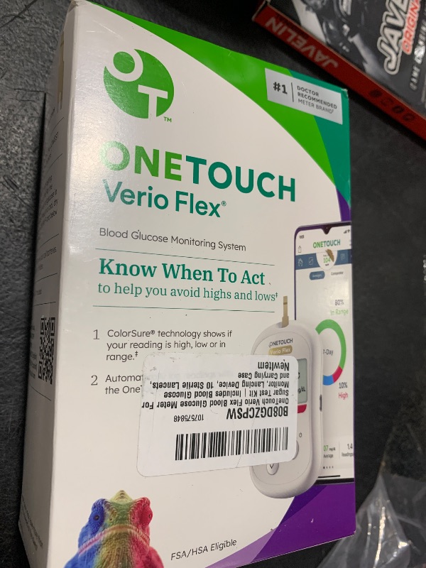 Photo 1 of OneTouch Verio Flex Blood Glucose Meter For Sugar Test Kit | Includes Blood Glucose Monitor, Lancing Device, 10 Sterile Lancets, and Carrying Case