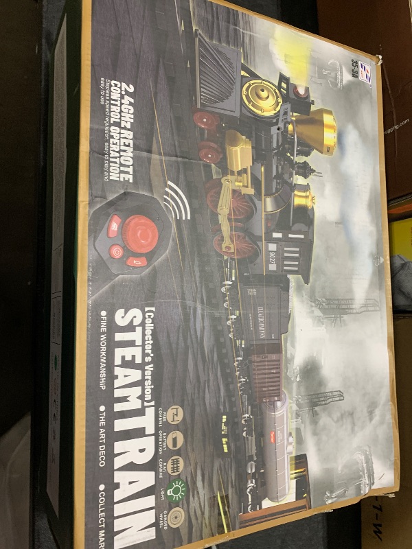 Photo 1 of Train Set for Kids Remote Control Train Toys w/Steam Locomotive, Fuel Tank Car & Luxury Tracks, Electric Trains w/Realistic Smoke,Sounds & Lights, Christmas Birthday Gift for Boys Girls 3 4 5 6 7+