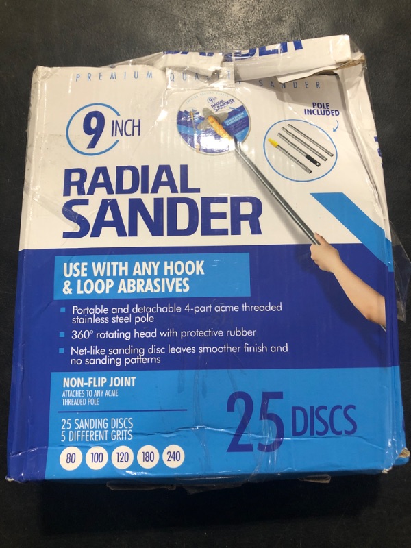 Photo 1 of 9 Inch Radial Sander for Drywall & Home Improvement Renovations, Ideal for All Home Projects - Includes 25pcs Wall Sanding Discs & Extension Pole, Use for Multiple Projects