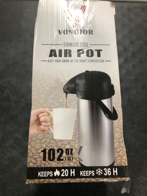 Photo 1 of Coffee Carafe for Keeping Hot - 102oz/3L Airpot Coffee Dispenser with Pump - Insulated Stainless Steel Hot Beverage Dispenser for Parties - Thermos for Hot Drinks Water Tea Chocolate