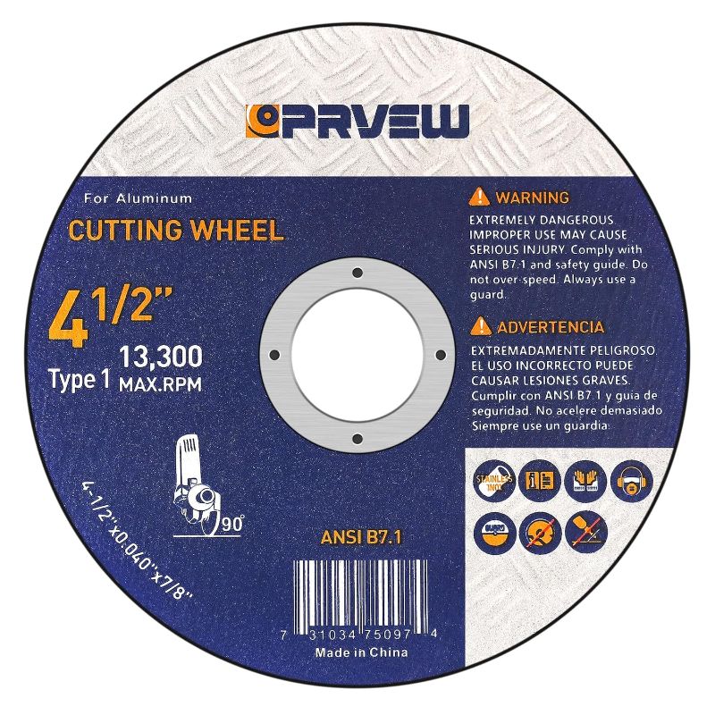 Photo 1 of 4 1/2 Inch Cut Off Wheels for Aluminum&Other Soft Metals,4 1/2"x0.04"x7/8" Aluminum Cutting Disc(50-Pack), Metal & Stainless Steel Aggressive Cutting Wheel for Angle Grinder
