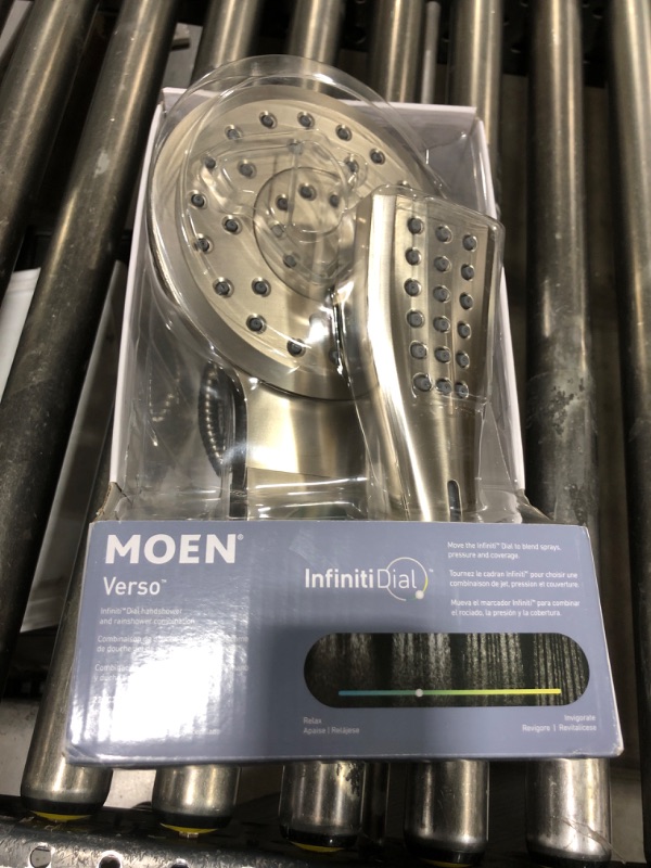 Photo 2 of Moen 220C2 Verso Round Rain Shower Head and Detachable Handshower Combination with Infiniti Dial and Magnetix Docking System, 60-Inch Hose, Chrome