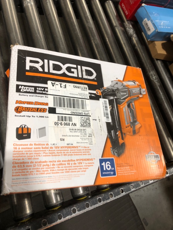 Photo 2 of Ridgid HyperDrive 16 Gauge 18v Brushless 2-1/2 In. Straight Finish Nailer