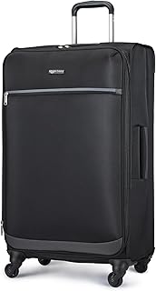 Photo 1 of Amazon Basics Luggage, 30" Large Checked Softside Suitcase With Wheels, With Four 360-Degree Multi-directional Spinner Wheels, Expandable Space, Zippered Pocket and Straps, Telescopic Handle, Black
