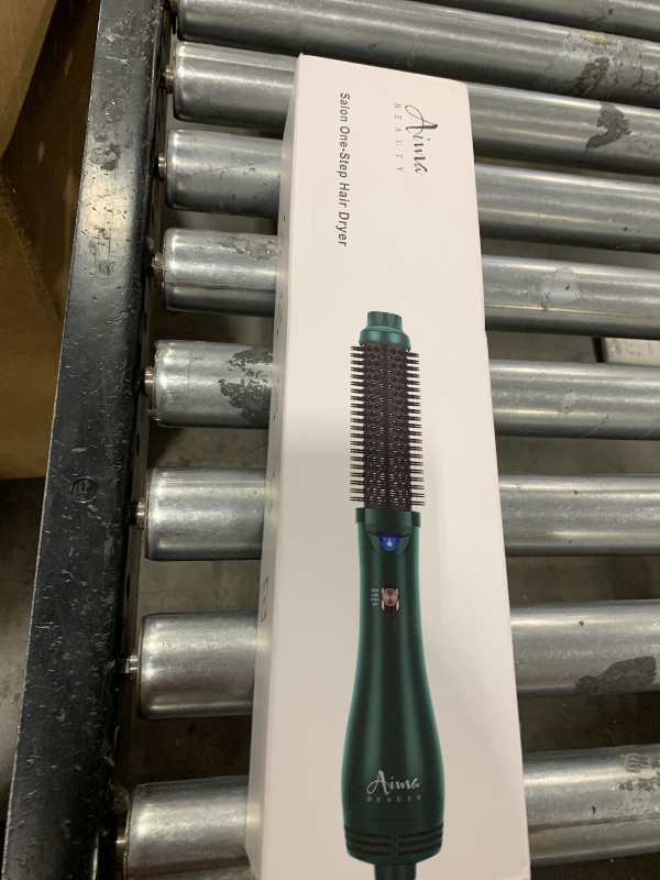 Photo 1 of Aima Beauty Hair Dryer Brush, One Step Hair Dryer & Volumizing Hot Air Brush, 3 Heat/Speed Settings, Advanced Ionic Technology, Ceramic Coating, Nylon Pins & Tufted Bristles, Dark Green, 1000W, 125V