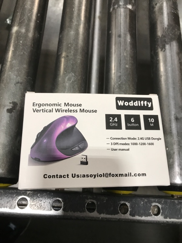 Photo 1 of Woddlffy Ergonomic Mouse Wireless,Rechargeable Vertical Mouse Right Handed Small Mouse with 6 Buttons 1000/1200/1600 for Laptop,Desktop,PC, MacBook?Purple