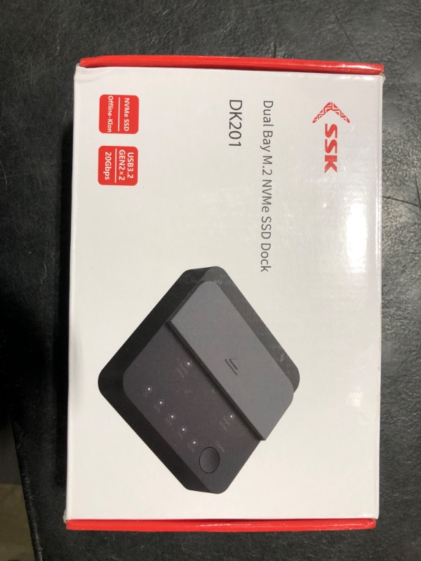 Photo 1 of SSK NVMe SSD Cloner, M.2 Duplicator Dual Bay NVMe Enclosure, Tool-Free 20Gbps USB3.2 Gen 2X2 SSD to USB Adapter M.2 Docking Station for M Key PCIE NVMe SSD Reader Supports Offline Clone