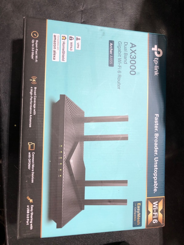 Photo 2 of TP-Link AX3000 WiFi 6 Router – 802.11ax Wireless Router, Gigabit, Dual Band Internet Router, VPN Router, OneMesh Compatible (Archer AX55)