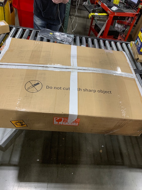 Photo 1 of YITAHOME Makeup Vanity Table Set with Cushioned Stool, Large LED Mirror with 3 Color Lighting Modes, Power Outlets, and 4 Drawers