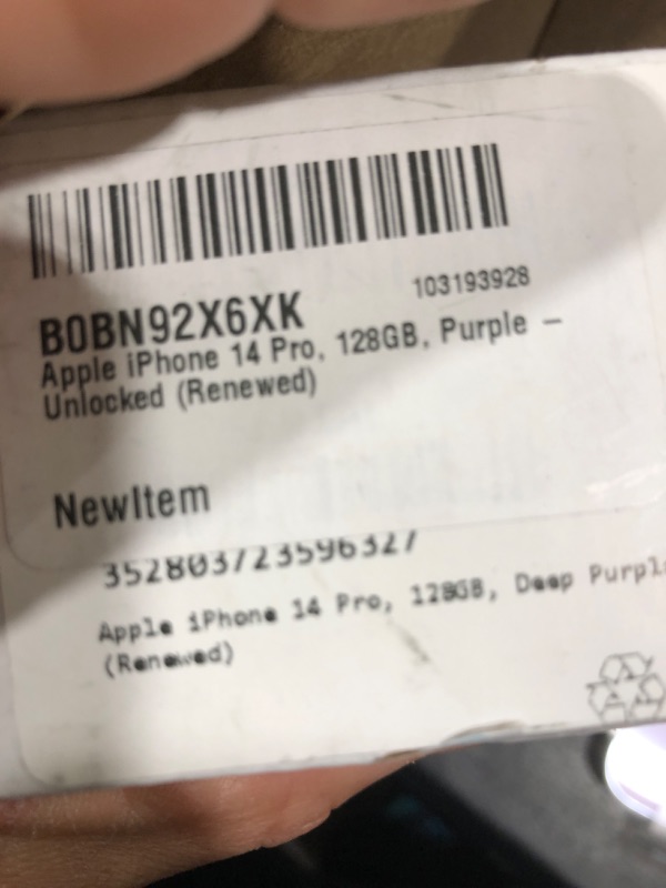 Photo 1 of Apple iPhone 14 Pro, 128GB, Deep Purple - Unlocked (Renewed)