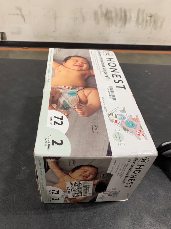 Photo 1 of The Honest Company Clean Conscious Diapers | Plant-Based, Sustainable | Winter '24 Limited Edition Prints | Club Box, Size 2 (12-18 lbs), 72 Count