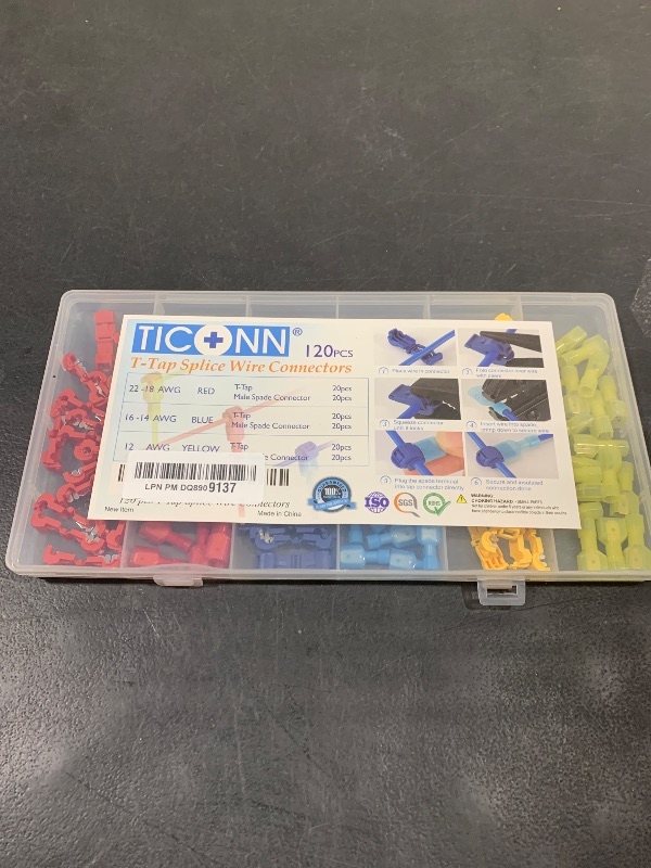 Photo 1 of TICONN 120Pcs T Tap Wire Connectors, T Wire Quick Splice Connector, T Connectors for Wiring with Storage Case (120Pcs)