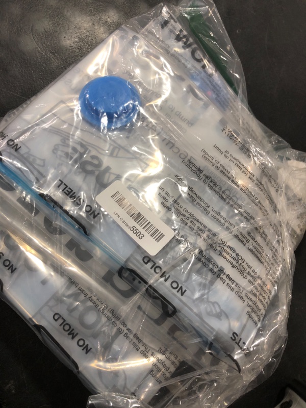 Photo 1 of Amazon Basics Vacuum Compression Space Saving Storage Bags with Hand Pump, Jumbo, Pack of 6, Clear