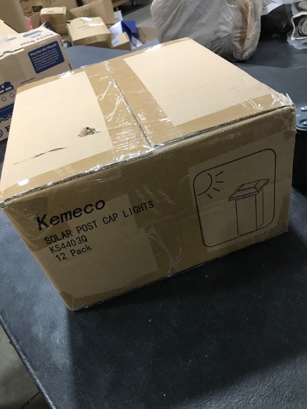 Photo 1 of Kemeco Solar Post Cap Lights 4x4 Wood Posts, Outdoor Waterproof Warm White LEDs Solar Powered for 4x4 Wooden Fence Deck Stairs Post, Actual Size 3.7x3.7 (Black, 12 Pack)