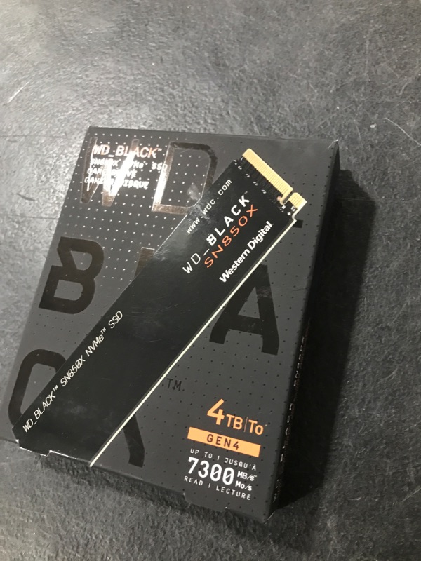 Photo 1 of WD_BLACK 4TB SN850X NVMe Internal Gaming SSD Solid State Drive - Gen4 PCIe, M.2 2280, Up to 7,300 MB/s - WDS400T2X0E
