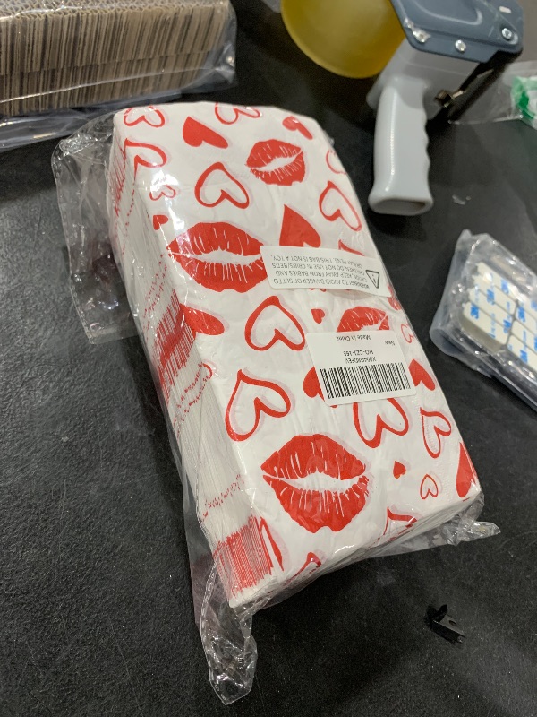 Photo 1 of 100 Pcs Red Love Heart Disposable Paper Guest Towels for Bathroom Love Heart Paper Napkins Decorative Guests Towel 2 Ply Bridal Shower Wedding Birthday Napkins for Holiday Kitchen Dining Table