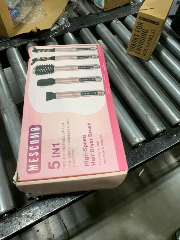 Photo 1 of MESCOMB Professional Air Styling & Drying System - Powerful Hair Dryer Brush - Multi-Styler with Auto-Wrap Curlers, Paddle Brush, Oval Brush, Styling Concentrator, No Heat Damage, Portable Travel Case