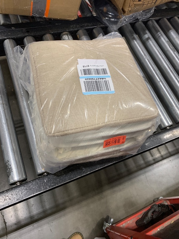 Photo 1 of MidmmVick 11 x 11 Inch Cube Storage Bins, 6 Pack Large Collapsible Fabric Storage Bin with Ropes, Foldable Storage Cubes for Home, Office,Closet, Clothes, Toys Organizer (White & Beige-11"x11"x11")