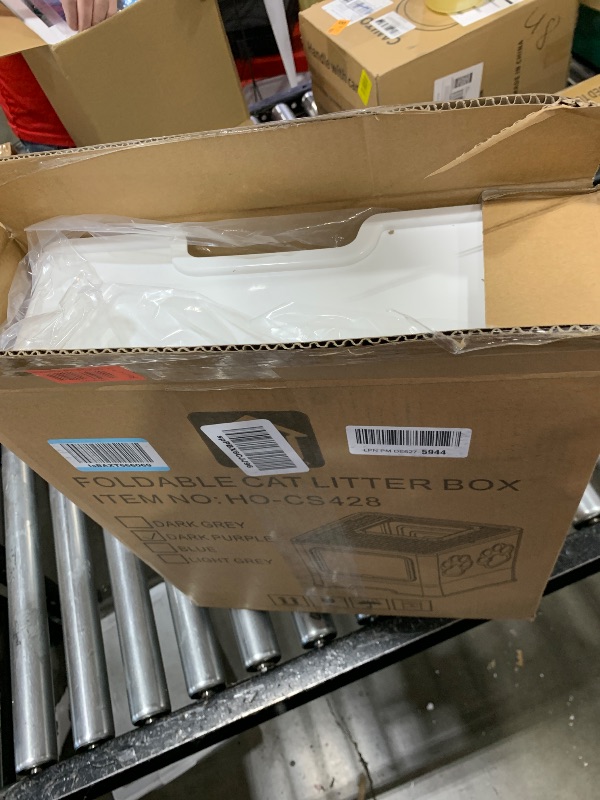 Photo 1 of Homagico Cat Litter Box with Litter Mat, Foldable Extra Large Free in and Out/One-Way Liiter Box with Lid, Drawer Type Enclosed Kitty Litter Box,Odor Control Anti-Splashing Easy Cleaning (Dark Purple)