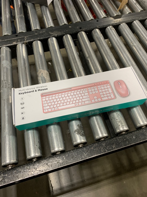 Photo 1 of Wireless Keyboard and Mouse Combo - Samsers Ultra Slim Rechargeable Dual-Mode (Bluetooth 5.0x2 +2.4G) Silent Keyboard and Mouse Set, Multi-Device Full-Size Design for MacOS/iOS/Android/Windows - Pink