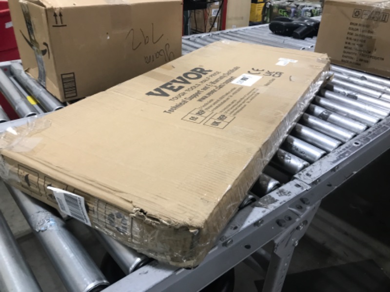 Photo 1 of VEVOR Folding Portable Bar Tradeshow Podium Table for Indoor, Outdoor, Party, Picnic, Exhibition, Includes Carrying Case, Storage Shelf and Black Skirt, 38.39" x 15.16" x 34.25"