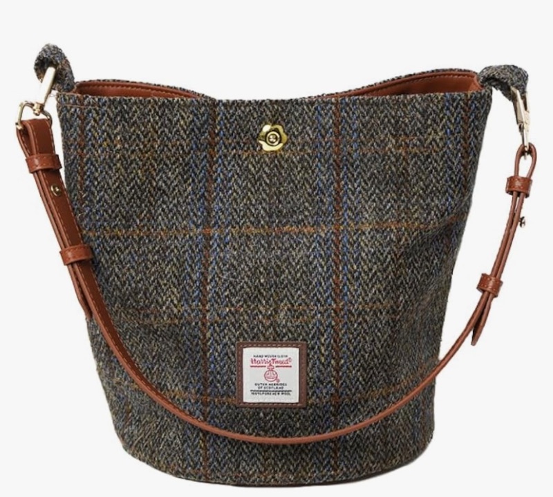 Photo 1 of Harris Tweed Women Bucket bag Shoulder bag Handbag with Two kinds of Leather Strap