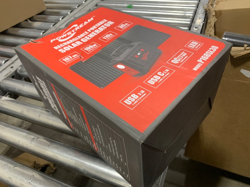 Photo 1 of POWSTREAM Solar Powered Generator 167Wh Portable Power Station with Solar Panel 30W Included, 100W Power Bank with AC Outlet QC3.0 for Camping Boat Trip Hunting Outdoor Adventures Emergency Backup