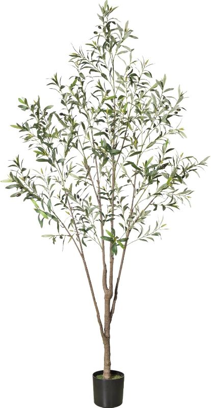 Photo 1 of  Olive Trees Artificial Indoor, 7FT Tall Faux Olive Tree, Fake Potted Olive Tree, Artificial Plants with Natural Wood Trunk and Lifelike Fruits for Home Room Office Decor and Housewarming Gift 