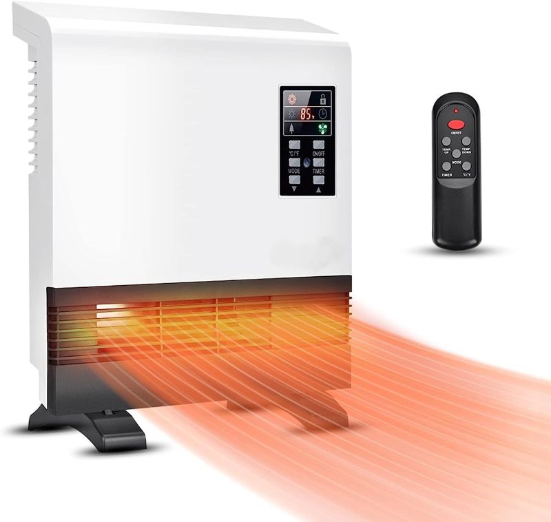 Photo 1 of  Trustech Electric Space Heater, Wall Mounted Room Heater with Standing Base, Energy Saving, Timer, Quick Heat Electric Heater, 3 Modes, Wall Heater for Bedroom, Bathroom, Office, Basement Heater 