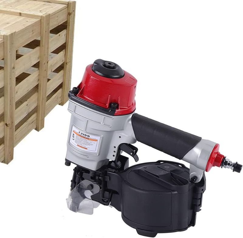 Photo 1 of  Pneumatic Coil Siding Nailer Industrial Portable Nail Gun with 350 Nails Capacity Tool-Free, Ergonomic Lightweight Depth Adjustable Side Load Magazine Nailing Machine for Wood Fence DIY Tools 