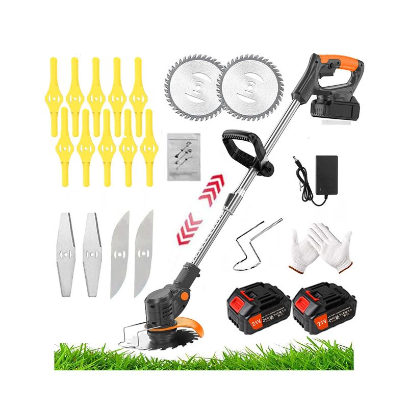 Photo 1 of Cordless Lawn Mower with Battery and Charger,21V Lawn Trimmer Grass Edger with Two 2.0Ah Li-Ion Battery Powered & 3 Cutting Blade Types, Compact Power Tool for Lawn Yard Work…, Black