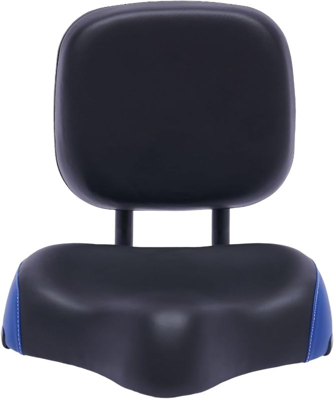 Photo 1 of  Electric Universal Bicycle Seat Oversized Tricycle Seat Wide Comfort Electric Bicycle Saddle Soft Seat Pad with PU Leather Back Rest, for Men Women 