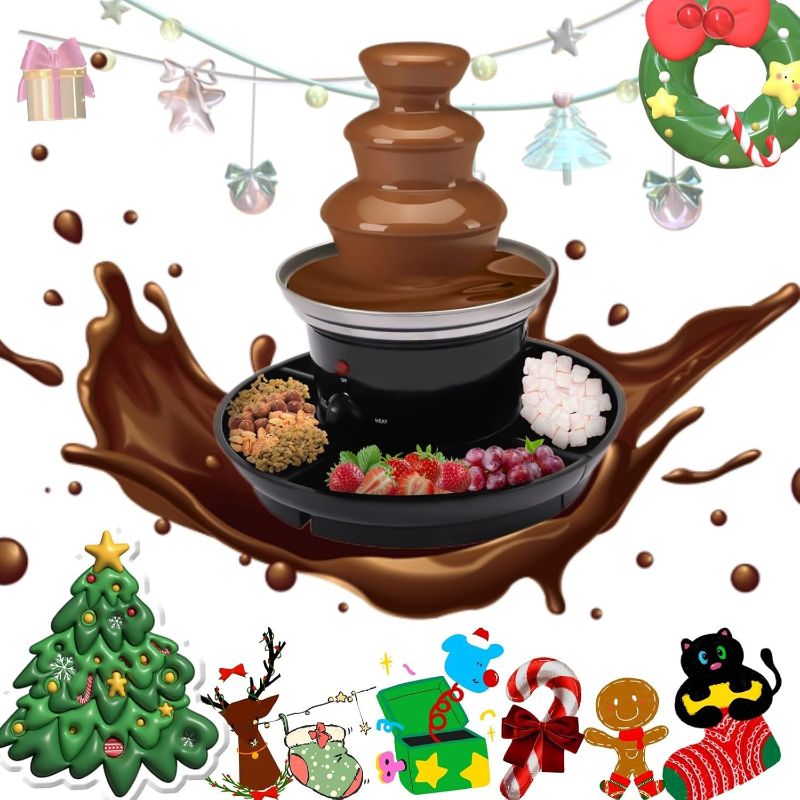 Photo 1 of  3 Tier Chocolate Fondue Fountain, Electric Chocolate Fondue Fountain Machine for Parties, Commercial Chocolate Fountain Machine with 6 Forks, Chocolate Waterfall for Melts Cheese, Queso, Candy 