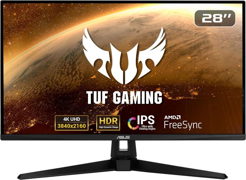 Photo 1 of SOLD FOR PARTS, ASUS TUF Gaming VG289Q1A 28” Monitor, 4K UHD (3840 x 2160), IPS, Adaptive-Sync/ FreeSync, Eye Care, DisplayPort HDMI, DCI-P3 HDR 10, Shadow Boost, Black 