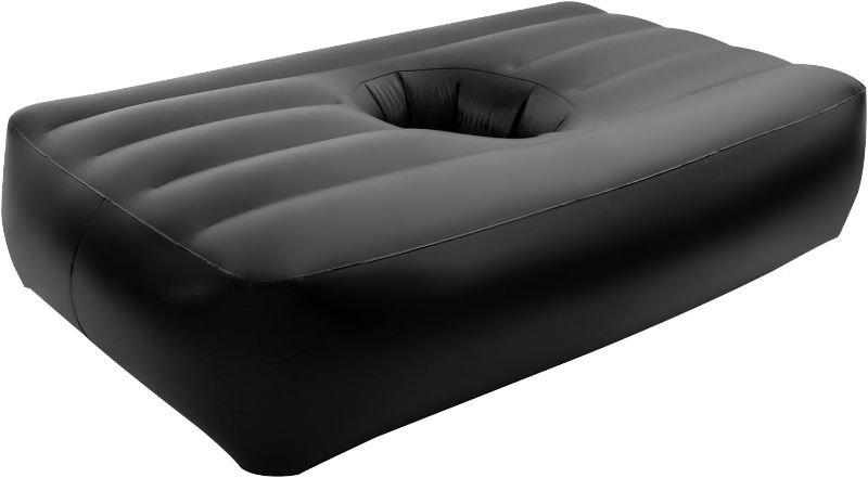 Photo 1 of  Inflatable Bed with Hole, Butt Lift Pillow with Air Pump, Ergonomic Design for Convenient Sleep, for Modern Home and Outdoor Travel(Black) 