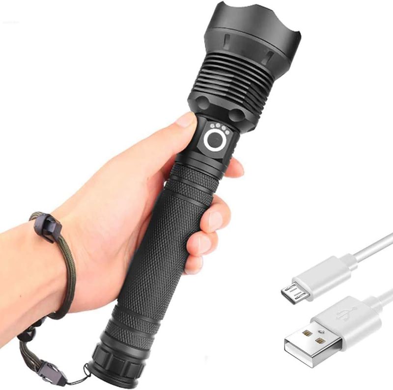 Photo 1 of  POCKETMAN Super Bright Flashlight,CREE XHP70 5000 Lumens Tactical Flashlight with 3 Light Modes for Camping Hiking and Home Emergency(Battery not Included) 