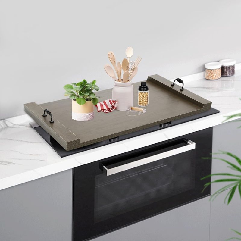 Photo 1 of  Noodle Board Stove Cover, 30 x 22 Inch Wood Stove Top Cover Lightweight Rustic Stove Top Cover with Handles for Electric Stove Gas Burners Kitchen Counter 